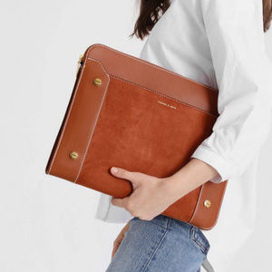 Cognac Stud Detail Laptop Bag